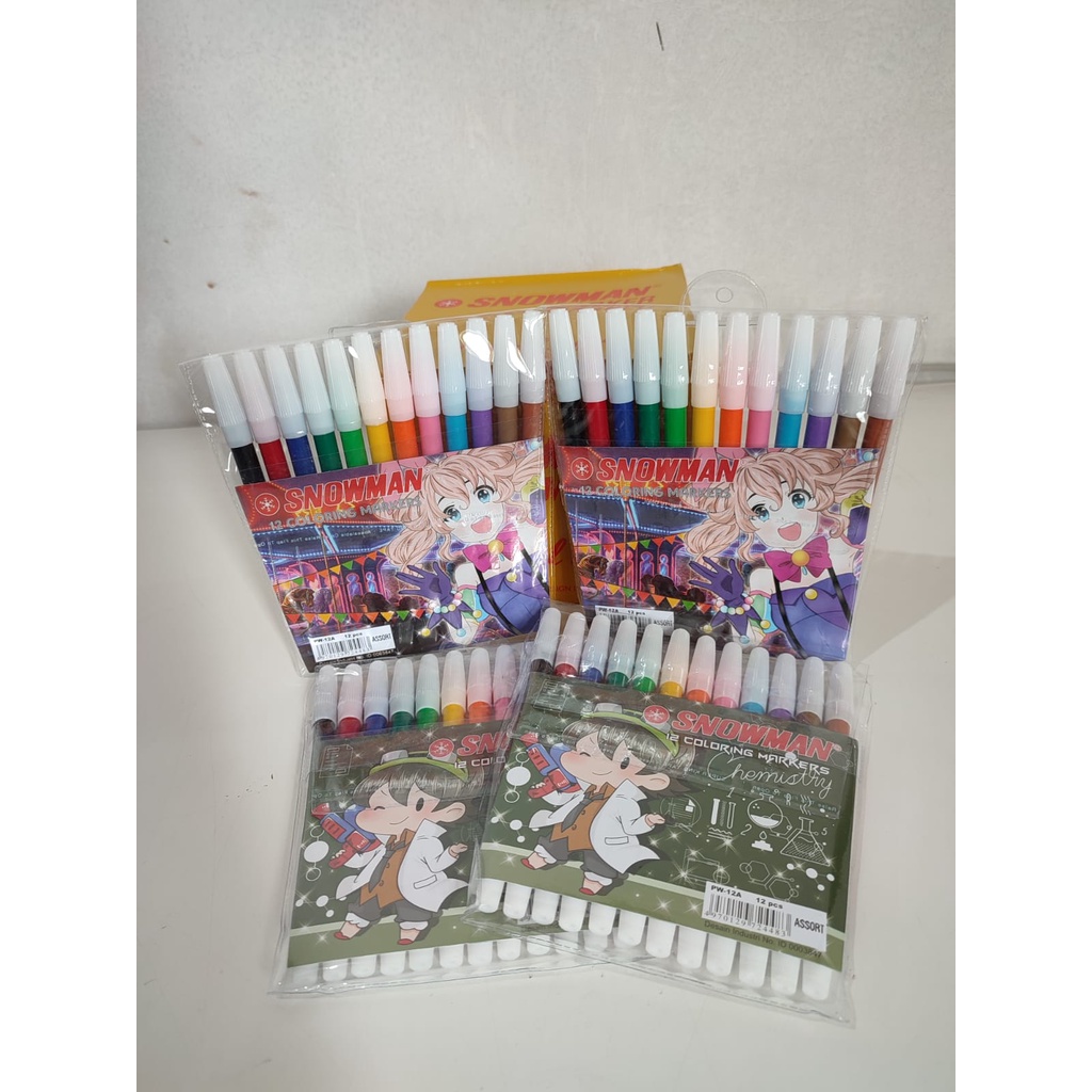 

SNOWMAN 12 COLORING MARKERS / SPIDOL 12 WARNA SNOWMAN PW-12A