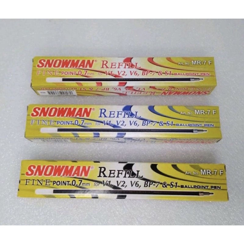 

REFIL BULPOINT / REFIL BULPEN / ISI BULPEN MEREK SNOWMAN FINE 0,7mm MR-7 F HITAM / BIRU / MERAH ( Isi 12 biji )