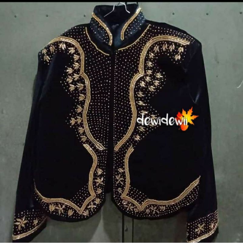 Beskap Bludru Pengantin Motif Payet Mewah