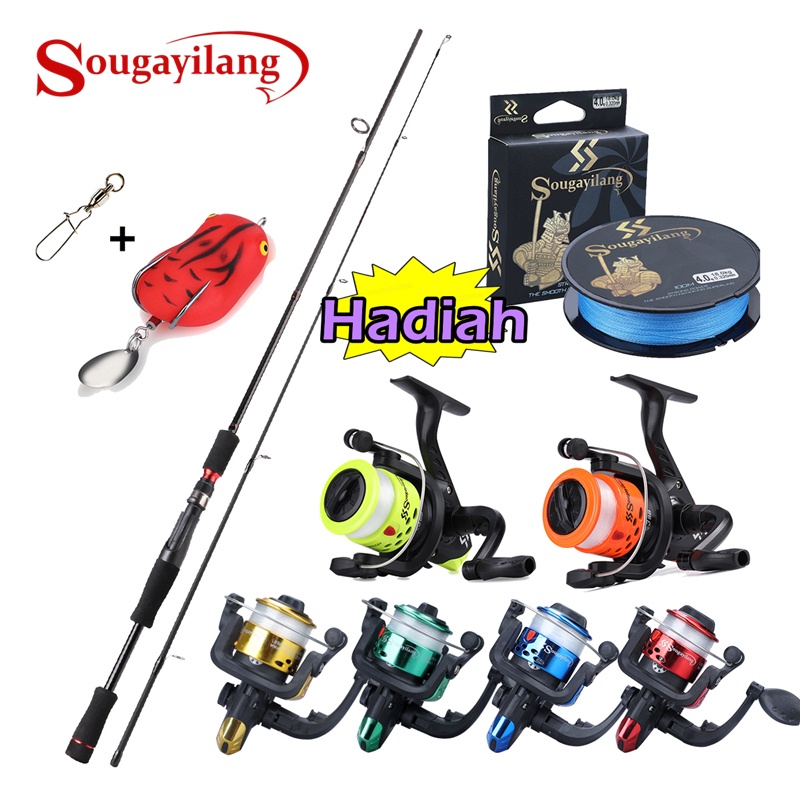 Sougayilang Joran Pancing Set 1.8m 2.1m  Dan Hadiah 150m PE Senar Casting Umpan  Setelan Pancing
