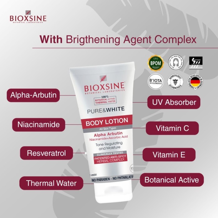 Bioxsine Pure &amp; White Body Lotion 200ml BPOM