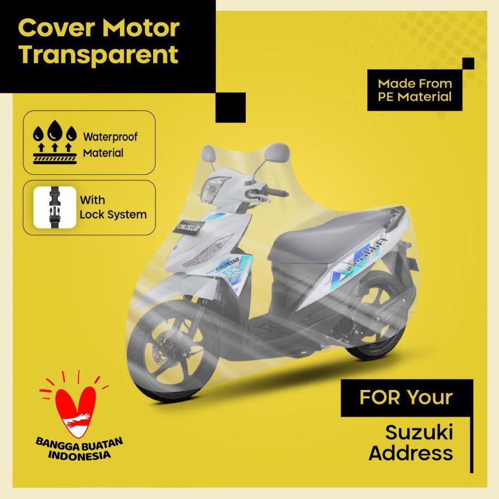 Sarung Motor COVER BODY Transparan Anti Air Motor MATIC SUZUKI ADDRESS HAYATE 125 NEX II