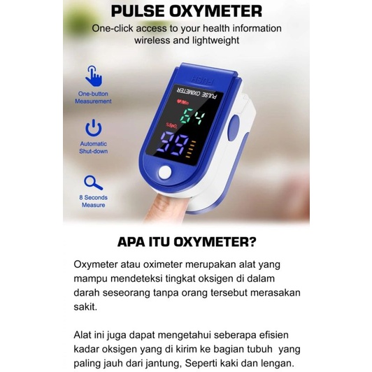 OXIMETER Fingertip Alat Ukur Saturasi Kadar Oksigen dan Jantung