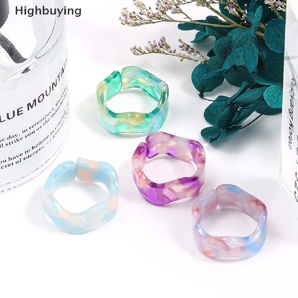 Hbid Cincin Resin Akrilik Bentuk Geometri Bulatpersegi Hias Kristalberlian Imitasi Untuk Wanita