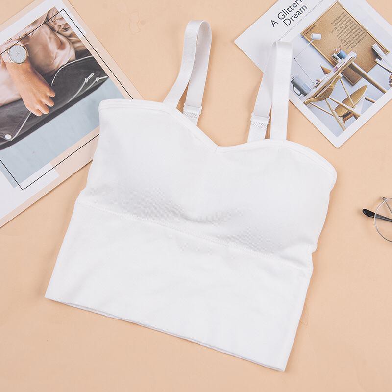 Tank top 6 korea tanktop sport bra atasan wanita pakaian dalam perempuan sportbra dalaman crop-Putih
