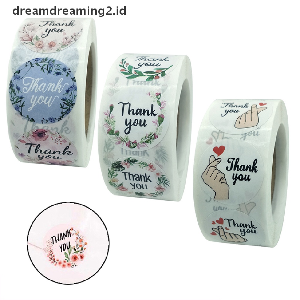 500pcs / Roll Stiker Label Segel Desain Thank You Untuk Alat Tulis