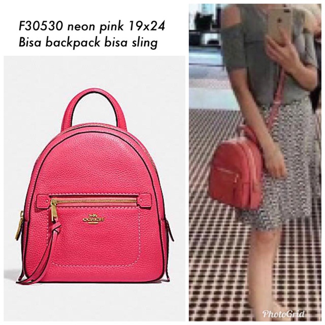Tas Coach Andi Backpack Neon Pink Slingbag