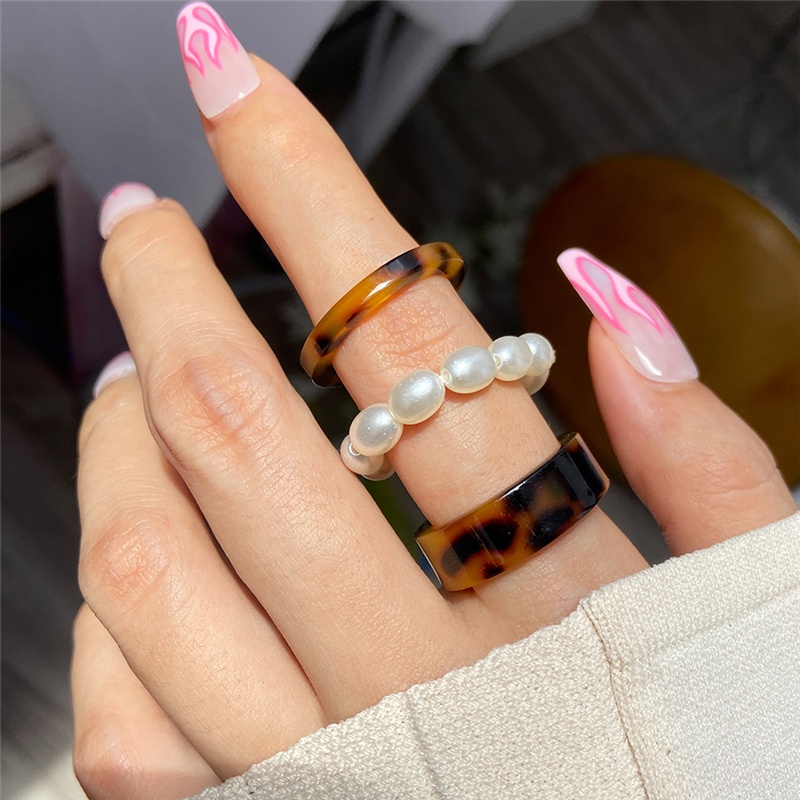 Fashion Metal Ring Set Colorful Flower Resin Butterfly Ring for Women Gift Love Heart Jewelry Accessories