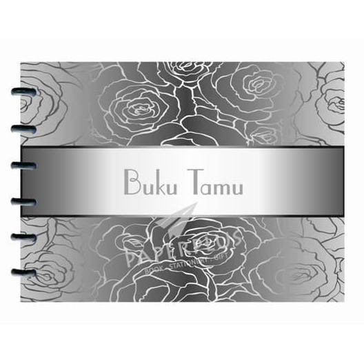 

Buku Tamu Kancing Hologram Bunga Silver Kode 461