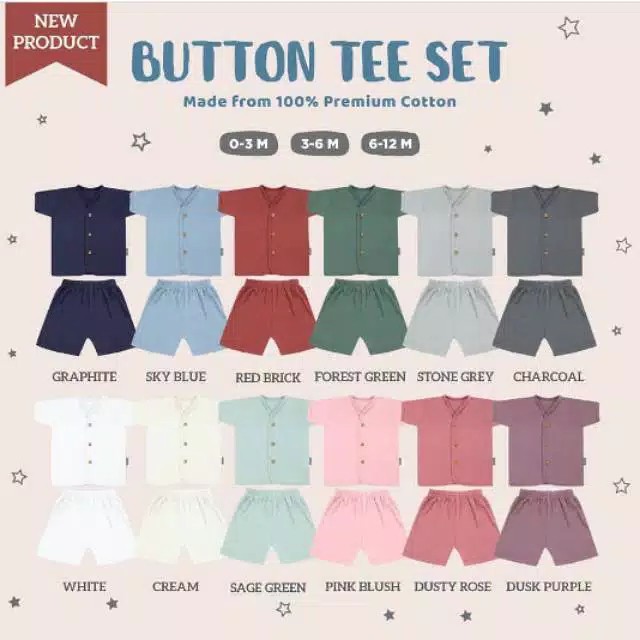 Little Palmerhaus Button Tee Set setelan pendek bayi