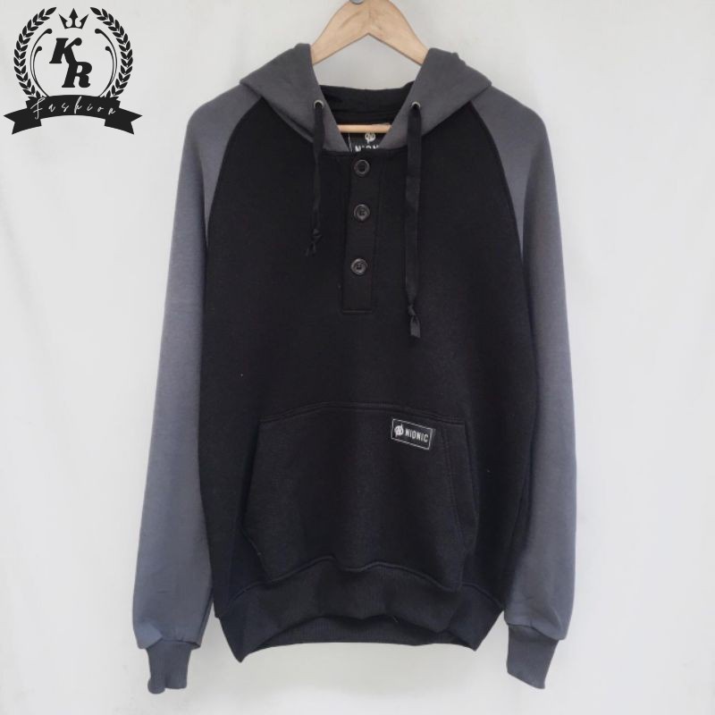 HOODIE SWITER NIONIC BUTTON ORIGINAL Hoodie kancing pria dan wanita