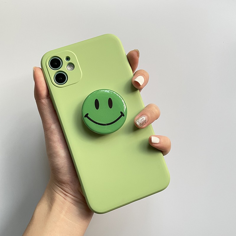 Popsocket Hp Bentuk Bulat Motif Smiley Face Warna Pelangi