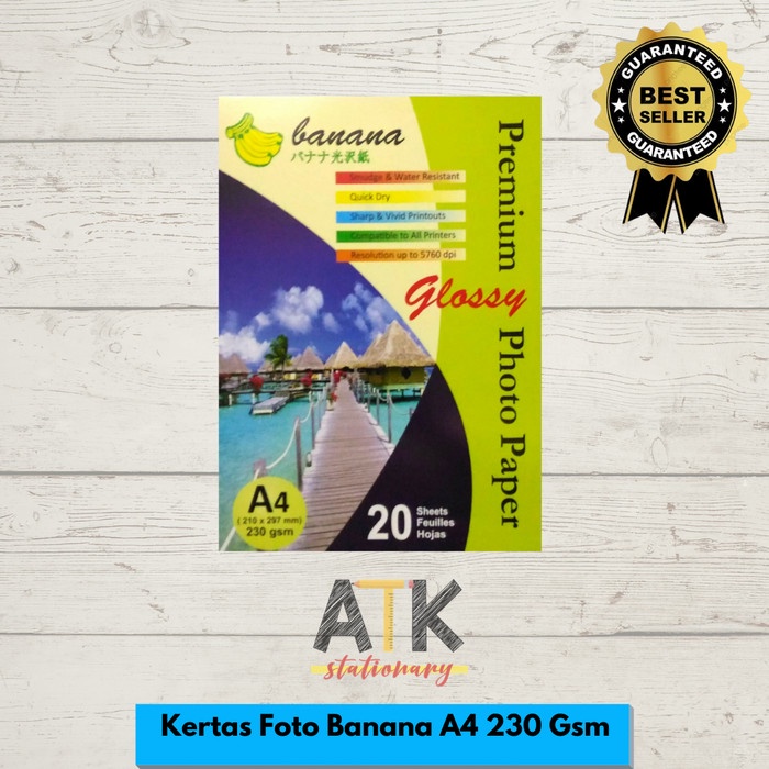 

Senikertas- Kertas Foto Glossy 230 Gsm Banana Atk -Kertas-Seni.