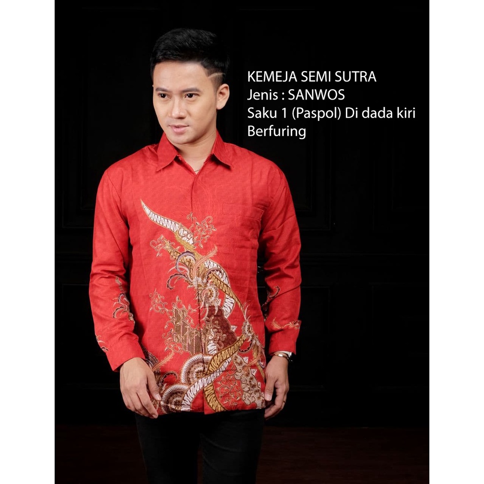 Kemeja Batik Semi Sutra Pria | Hem Batik Semi Sutra Pria | Kemeja Batik | SS0038
