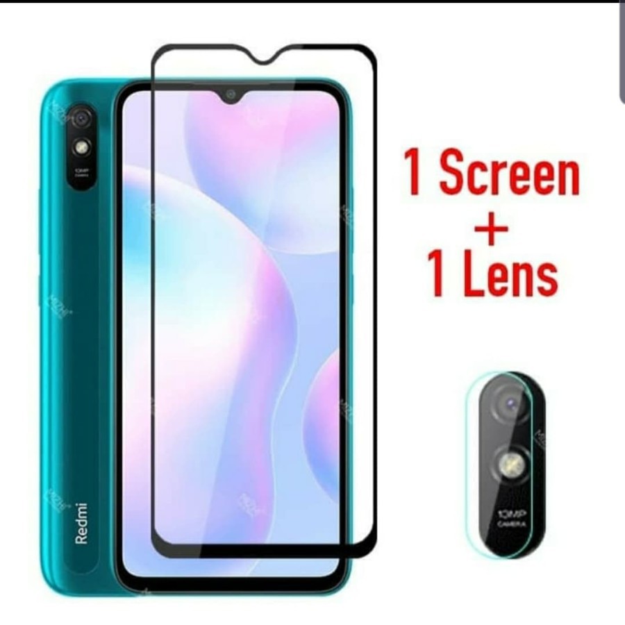 TEMPERED GLASS 9D XIAOMI REDMI 9 9A 9C + Tg Lensa Camera 2in1