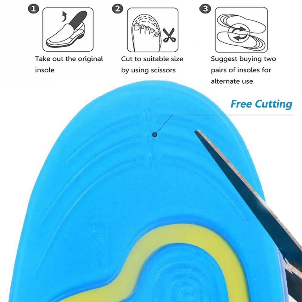 SEPASANG INSOLE PREMIUM SILICON GEL INSOLE SEPATU ALAS SEPATU PRIA DAN WANITA UNTUK JALAN JAUH ANTI KAKI PEGAL ORTHOTIC ARCH SUPPORT RUNNING GEL INSOLES