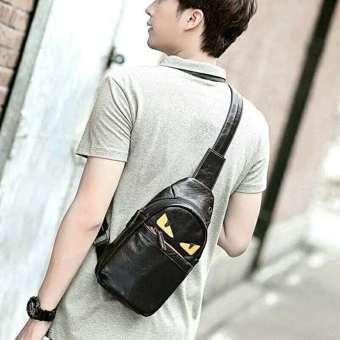 Tas cowo casual male slingbag tas gadget mp3 kecil waistbag pria FENDI