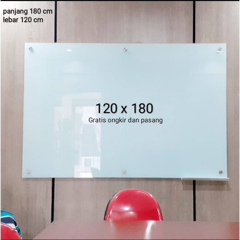 whiteboard kaca 120 x 180 cm / papan tulis kaca