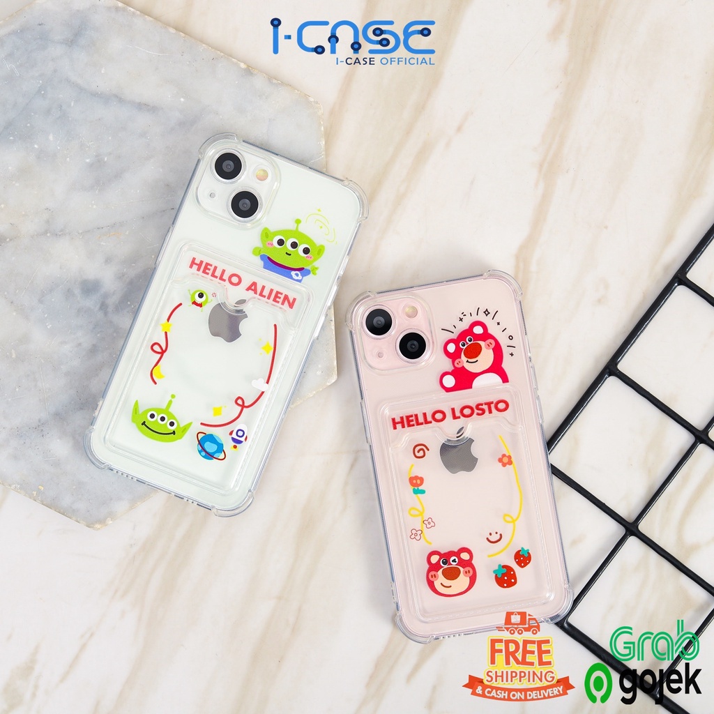 Soft Case Clear Red Bear &amp; Green Pocket Full Lens Cover iPhone 7 8 SE 7+ 8+ X XR XS 11 12 13 MINI PRO MAX