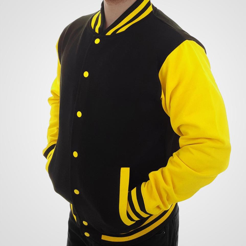 Super Original.. Jaket Baseball Varsity Hitam - Kuning ね