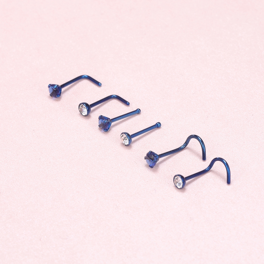 12pcs / Set Cincin Tindik Hidung / Telinga / Tubuh Bahan Stainless Steel Hias Kristal Gaya Punk