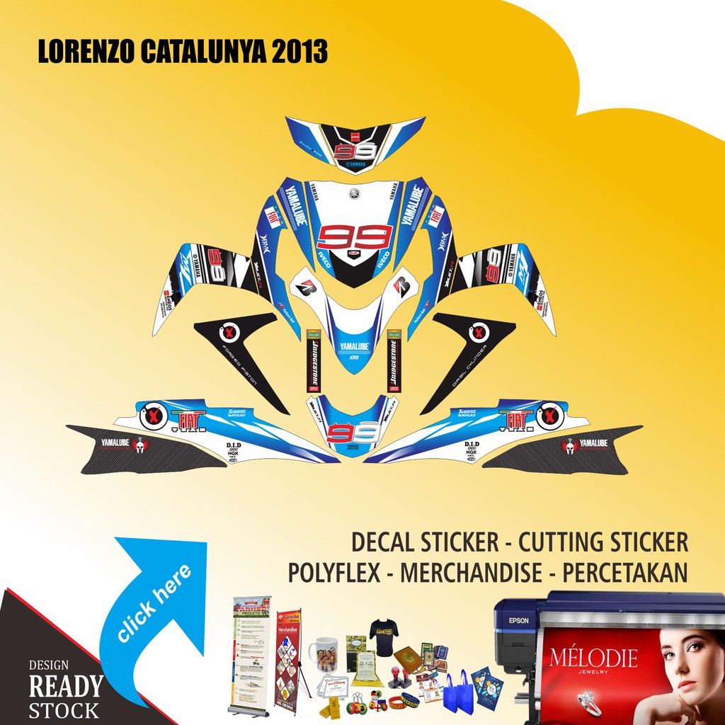 DECAL STICKER MOTOR YAMAHA SOUL GT LORENZO CATALUNYA 2013