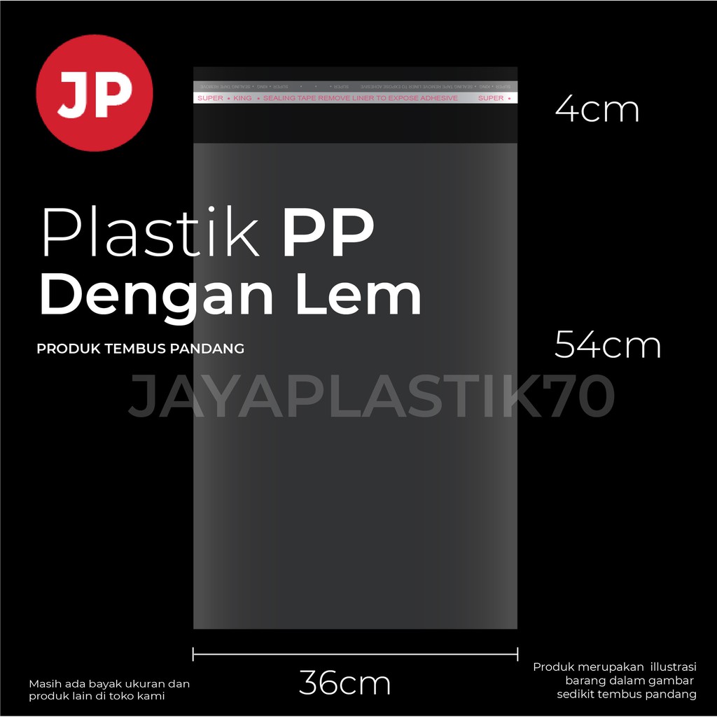 Plastik PP Ukuran 36x54cm +4cm(LEM) Plastik Packing besar (perpcs)