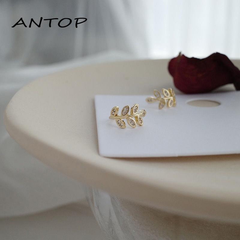 Anting Klip Tanpa Tindik Bentuk Daun Pohon Adjustable