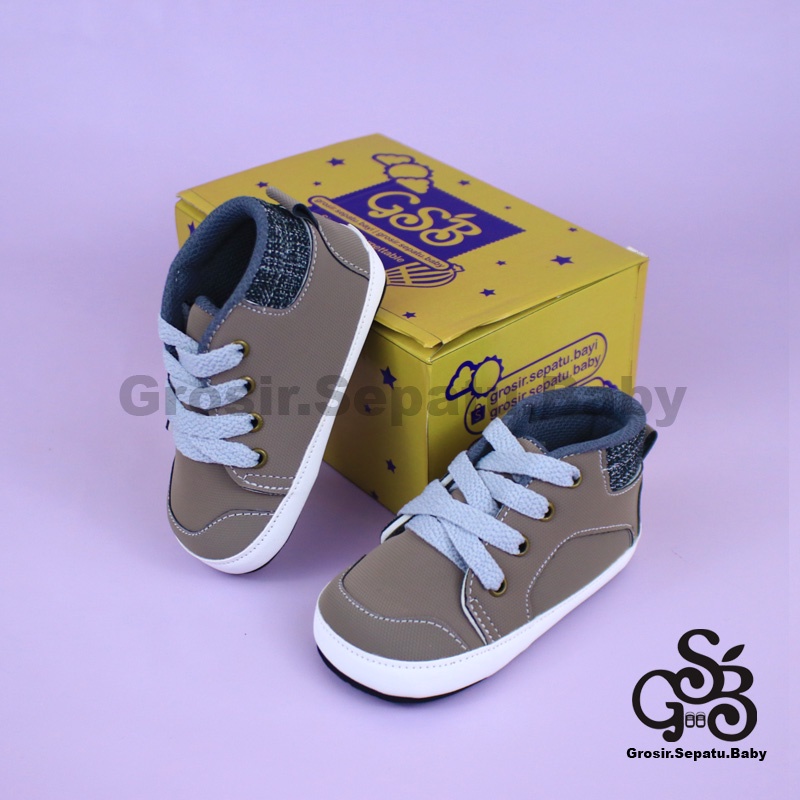 Prewalker - Sepatu Bayi - Baby Shoes | 2-12 bulan | casual hamburg abu polos ringan &amp; fleksibel