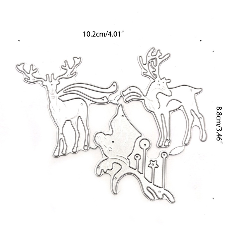 Cetakan Stensil Cutting Dies Motif Rusa Natal Bahan Metal Untuk Scrapbook / Craft DIY