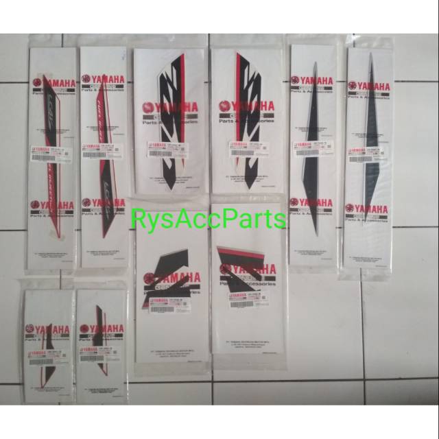 Striping stiker lis motor yamaha new vixion advance 2017 putih merah lis silver original