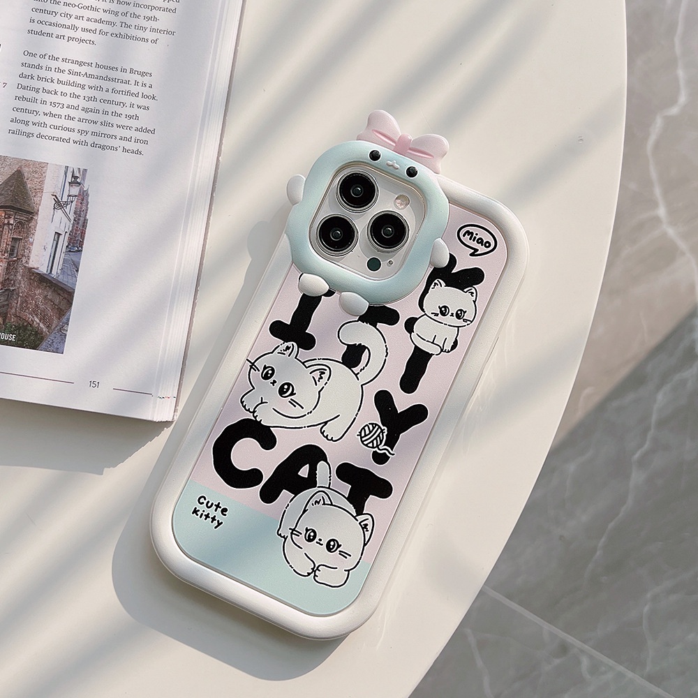 Case Transparan 2 IN 1 Motif Kartun Hewan Kucing Monster 3D Cover Iphone 11 12 13 14 PLUS PRO MAX