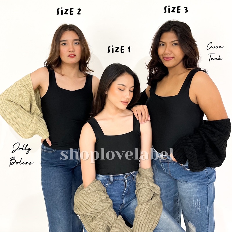 Cessa Tanktop Square Kotak Wanita Jersey Tebal Atasan Kamisol-3