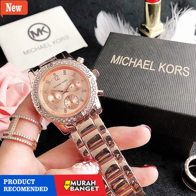 Jam analog wanita terbaik- COD MK Jam Tangan Tali Baja Tahan Karat Wanita Women Watch Stainless Stee