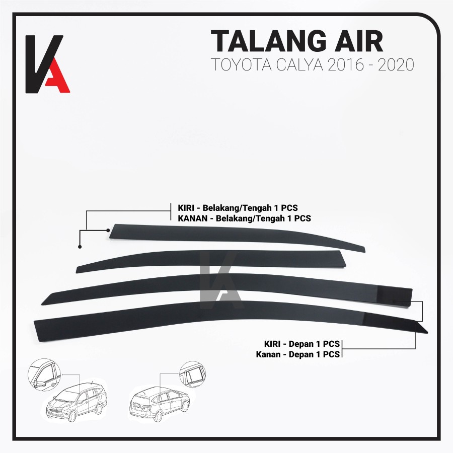 Talang Air Pintu Mobil Toyota Calya 2016 – 2021 Model Flat Rata 4 Pintu