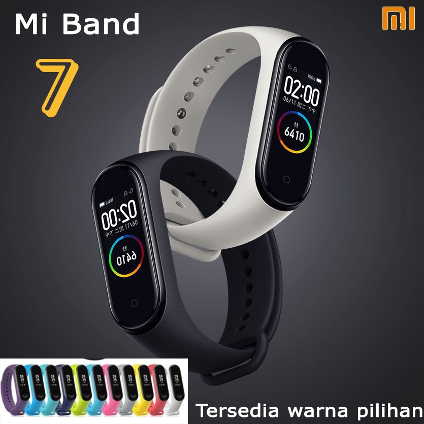 PREMIUM Strap Mi Band 7 ​Silicone Jam Gelang Xiaomi MiBAND watch Silikon Classic Tali jamtangan smart watch siaomi Warna Hitam biru merah hijau puti