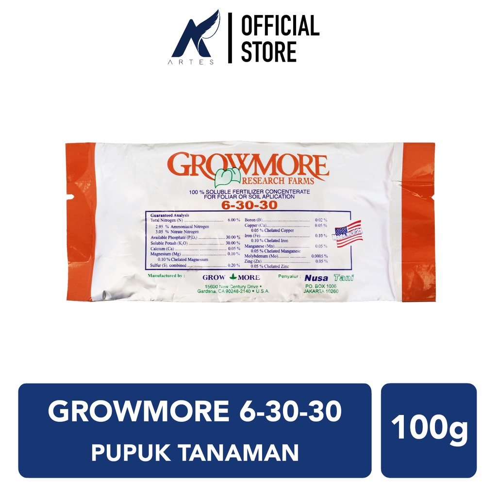 GROW MORE-GROWMORE 6-30-30 Pupuk NPK Bunga-Buah Tanaman Hias-Apel-Jeruk-Tomat-Cabe-Bawang Merah-dll 