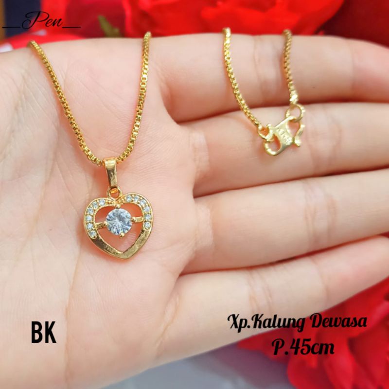 Kalung Dewasa motif Love simple elegan Gold,tidak karat *COD*