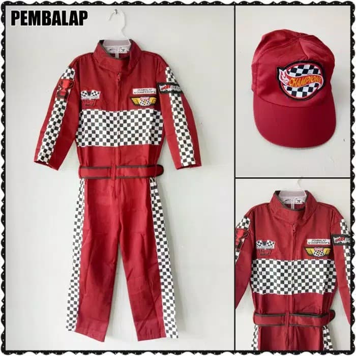 Seragam Profesi Anak Pembalap F1 Kostum Baju Laki Laki Cowok TK Cilik