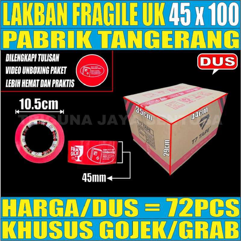 Lakban Tape Fragile Per Dus 100yard