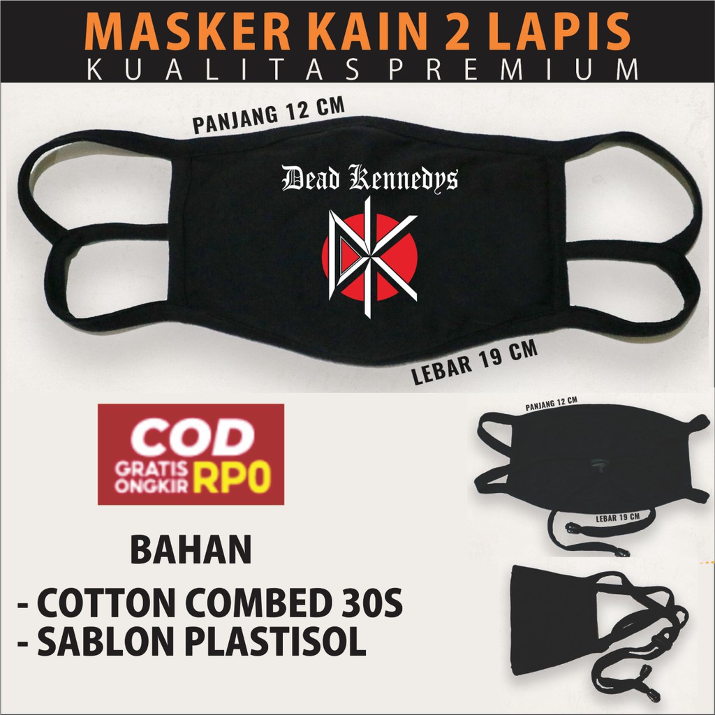 MASKER KAIN 2 LAPIS DEAD KENNEDYS, MASKER BAND DEAD KENNEDYS