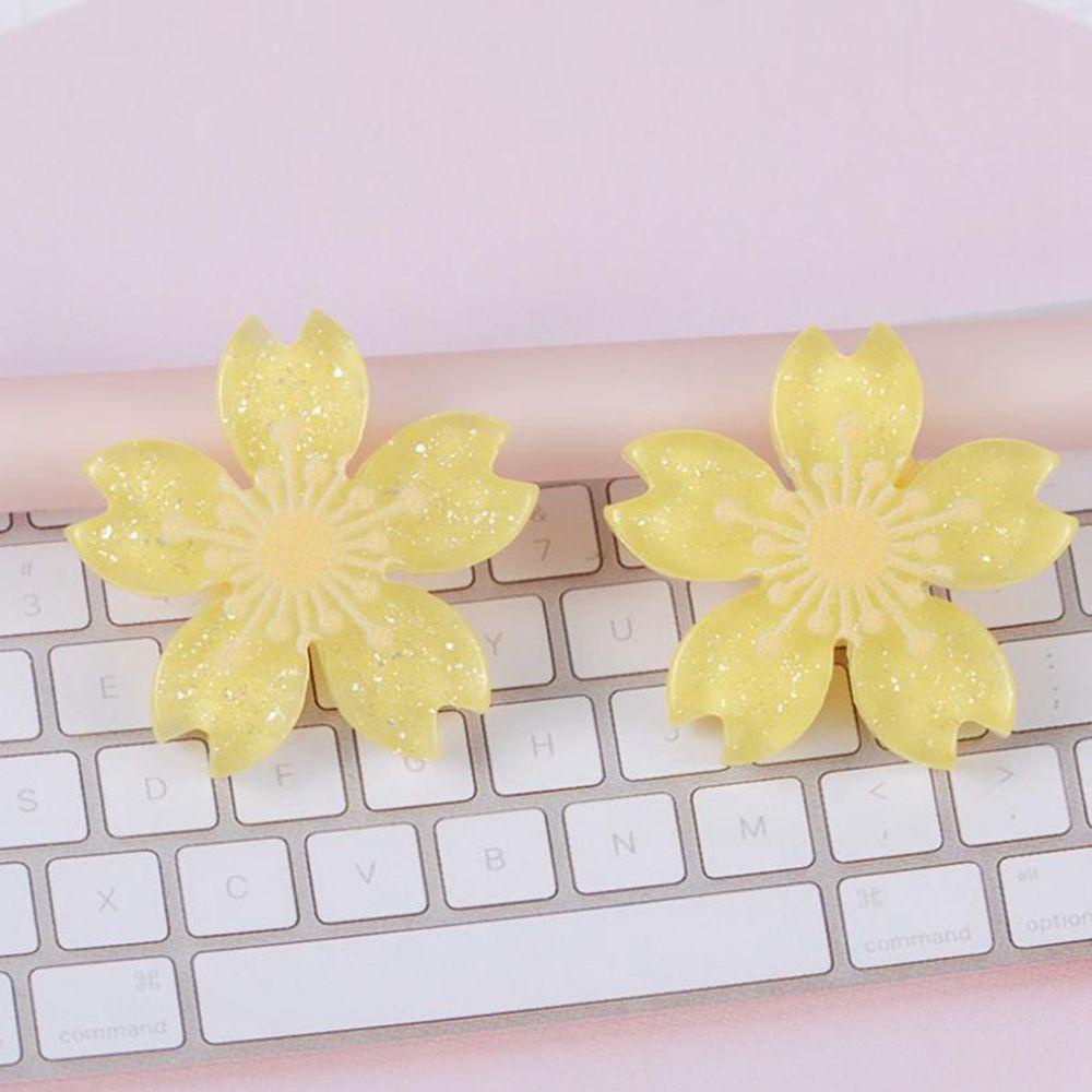 [Elegan] Jepit Rambut Bahan 26mm DIY Resin Glitter Resin Bunga Bunga Sakura Flatback Phone Case Scrapbooking Kerajinan