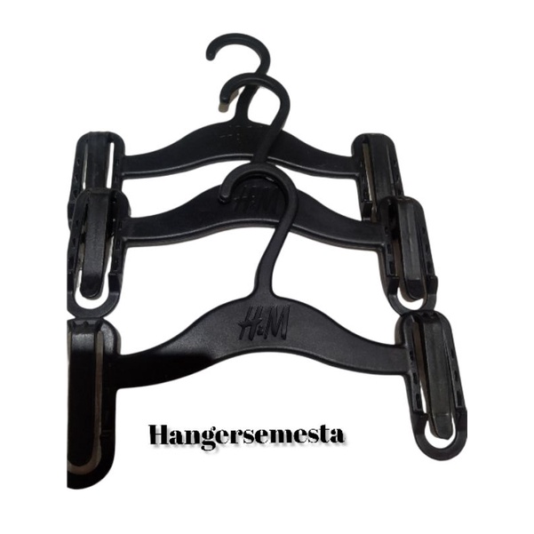 HANGER JEPIT CELANA BRANDED 25cm dan 20cm HITAM BAHAN PLASTIK