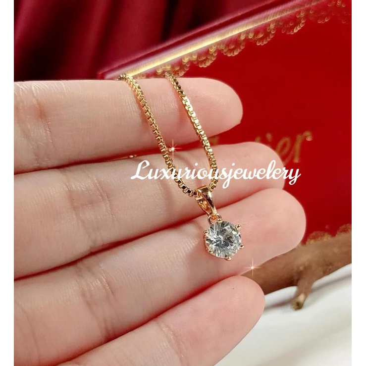 Luxuriousjewelery- Kalung Solitaire replika lapis emas