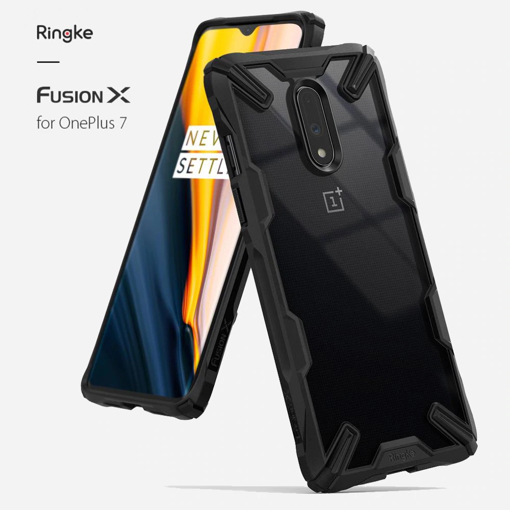 Ringke Fusion X for Oneplus 7 Case Dual Layer PC Clear Back Cover and Soft TPU Frame Hybrid Heavy