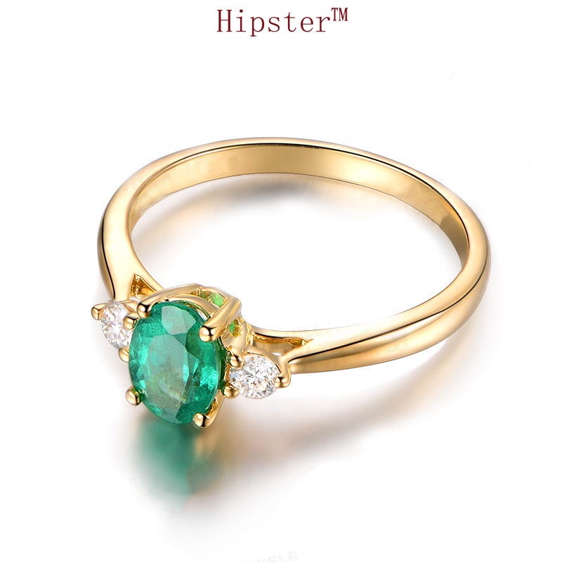 Hot Vintage Luxurious Style Gold Emerald Ring