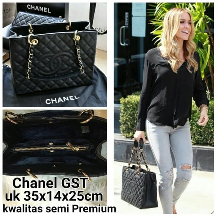 Chanel GST  35x14x25  only black bahan caviar  semi Premium