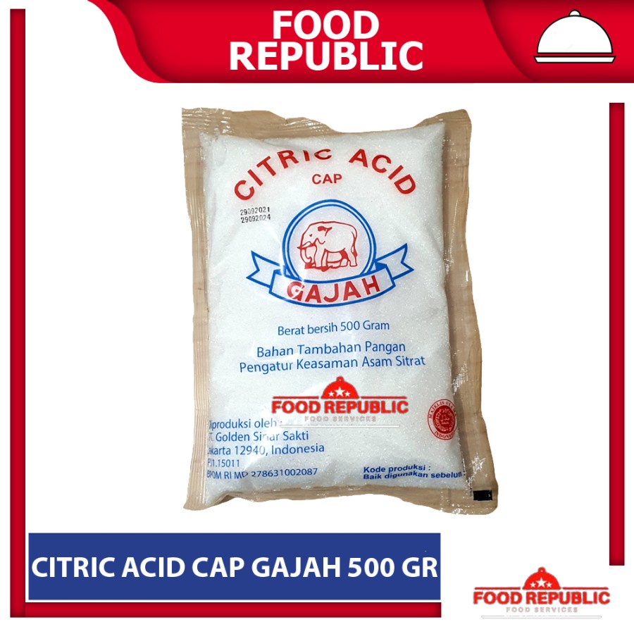 

CITRIC ACID 50 GR CAP GAJAH ASAM CITRUN SITRAT PENGATUR KEASAMAN HALAL