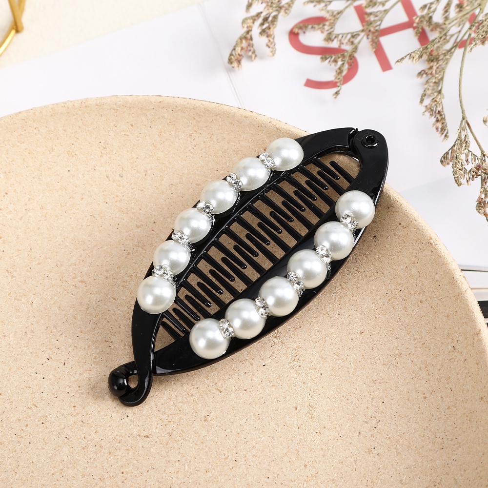 Pearl Diamond Banana Clip Fashion Hair Clip for Women Hair Accessories