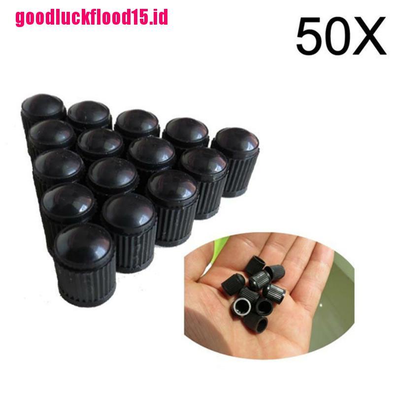 {LUCKID}50 x Black Plastic Car Truck Auto Wheels Tire Valve Stem Cap Lid Air Dust Cover